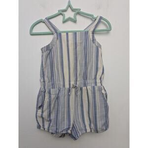 Baby Gap Toddler Girl Shorts Jumpsuit Blue & White Striped Linen Look Size 2